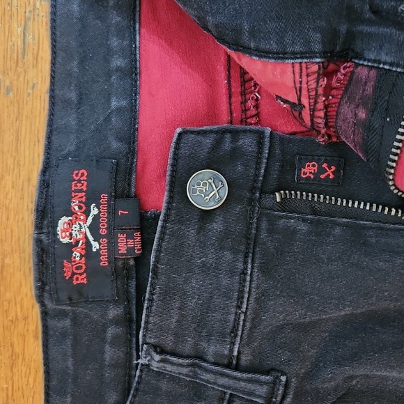 Hot Topic Royal Bones By Tripp Red & Black Stripes Split Leg Skinny Jeans Size 7 - Picture 2 of 6